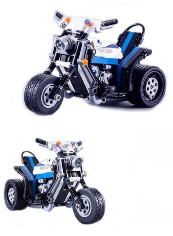 Rahasya Enterprise دراجة نارية تعمل بالسحب للخلف من سلسلة Rahasya Enterprise Constructor Police Trik Technic Series، سيارة سباق فائقة السرعة، سيارة جو كارت، مكعبات بناء، ألعاب تعليمية للأطفال (دراجة نارية شرطة) - Image 5